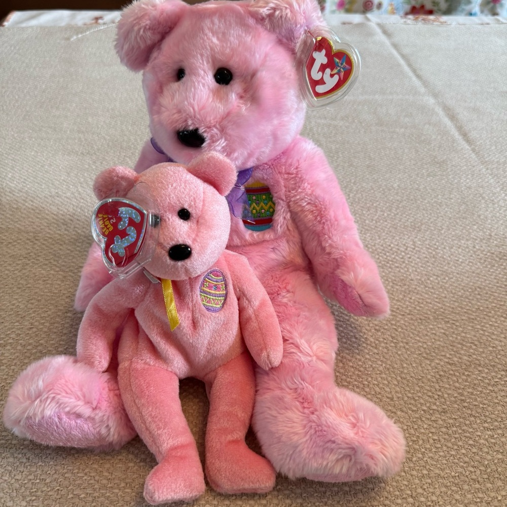 Ty Pink Easter‎ Bear Plush Duo